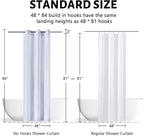 Furlinic Stall No Hook Long Shower Curtain,Small Narrow Fabric Cloth Bathroom Curtain with 6 Plastic Built-in Grommets,Waterproof & Machine Washable,Hotel Style,White,48x84 Inch