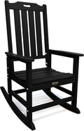 THOEOE Outdoor Rocking Chairs, Oversized Patio Rocking Chair | HDPE Outdoor Rockers for Front Porch, Patio, Backyard, Balcony and Garden. All-Weather High Back Design, Black
