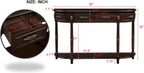 LUMISOL Retro Curved Sofa Table Behind Couch, Solid Wood Entryway Table with 2 Drawers and Open Shelf, 2 Tier Half Moon Console Table for Entrance Living Room, Espresso