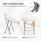 VINGLI 32" Round Folding Commercial Banquet Table, Portable Plastic Coffee Card Dining Table for Kitchen or Outdoor Party Wedding Event, 1 Pack, White | Folding