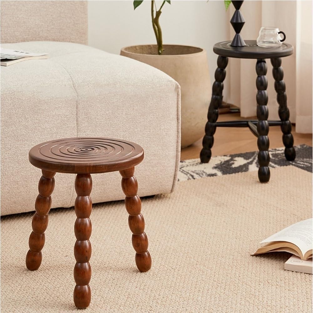 Solid Wood Side Table, Modern Round End Table, Simple Bedside Table, Bed Side Tables, Coffee Table, Sofa Table, Accent Table for Living Room, Bedroom(Brown)