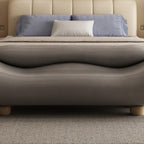 Modern High-end Wavy Bedroom Bed End Stool with Backrest Spring Bedside Couch Sofa Long Bench Entryway(Gris)