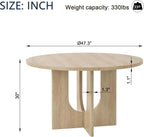 Modern Round Dining Table for 4, Farmhouse 47.3inh Kitchen Table for Dining Room, Living Room, Light Oak