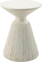 φ16 Natural White Finish Fiber Concrete Accent Table, Round Side Table for Living Room, Engineered Stone Pedestal End Table for Bedroom Small Space, No Assembly Request - White