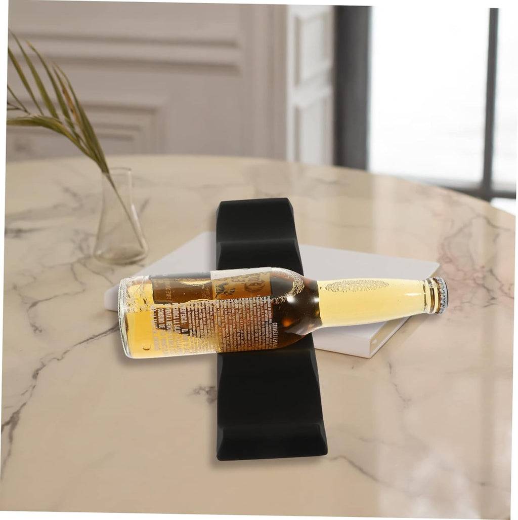 SOLUSTRE 2pcs Non-Slip Silicone Wine Bottle Tray Stackable Modern Wine Holder for Home and Bar Black Bottle Organizer Design for Easy Storage