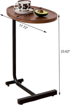 C-Shaped End Table, 2PCS 23.62" H TV Tray Small Side Table for Sofa Couch Bed, Sofa Couch Table with Metal Frame for Living Room, Coffee Drink Table for Small Spaces Bedroom, Walnut