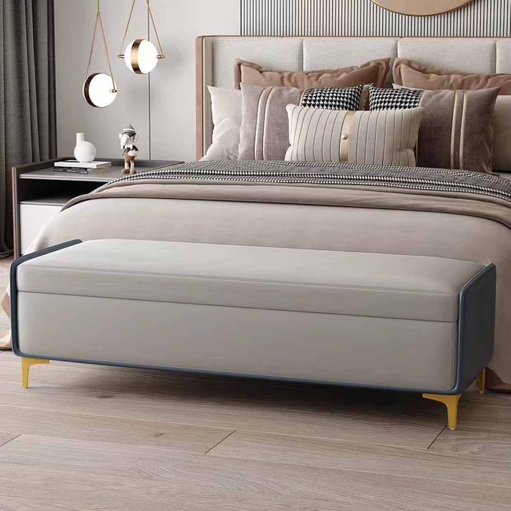 Modern Bed End Stool Bedroom Shoe Changing Entrance Bench Clothing Store Cloakroom Rest Sofa Storage Entryway(Orange,Medium)