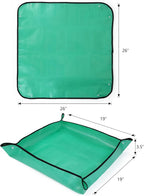 RESTCLOUD Indoor Plant Repotting Mat Potting Tray, Poo Poo Platter for Butterfly Cage, 19.6 x 19.6 Inches, Green, Set of 2 (26 x 26 Inches Set of 2)