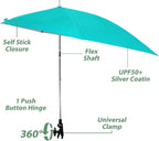 Romswi Beach Chair with Umbrella 2PK, Folding Low Beach Chairs for Adults with Adjustable Parasol, Cup Holder, Breathable Backrest, Comfortable Armrests, Lightweight for Beach & Camping, Green