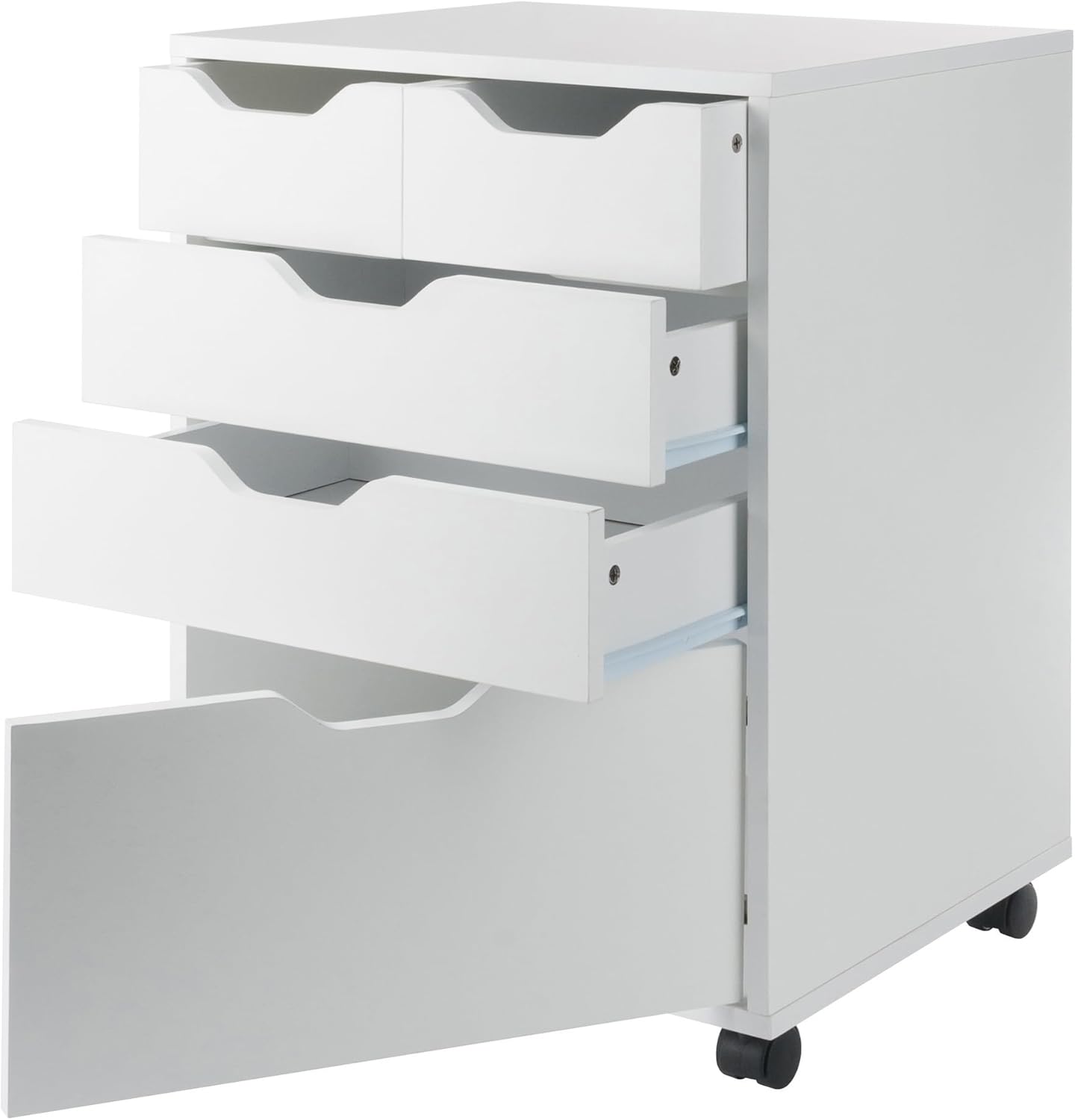 Winsome Halifax Mobile Storage Cabinet with 5 Drawers in White, Stylish & Functional Home Storage Cabinet for Filing, Kitchen Organization, Moveable Furniture for Office, Dorms, Apartments