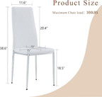 Modern Dining Chairs Set of 4, White PU Leather Kitchen Chairs, Upholstered High Back Chair with Silver Metal Legs for Kitchen, Dining Room, Restaurant