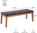Ottoman Bench Upholstered Padded Seat with Solid Wood Legs and Button-Tufted, Big Oversized Ottoman, Velvet Navy