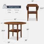 Best Choice Products 42" Round Drop Leaf Dining Table for 4, Solid Wood Expandable Small Dining Table W/Storage Shelf, Space Saving Kitchen Table for Kitchen, Dining Room, & Small Spaces - Chestnut