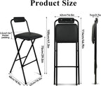 Folding Stool with Back,1Pcs Tall Foldable Stool 29.5 Inch | Portable High Chairs Bar Stools Adult Leather Padded Comfortable and Sturdy for Kitchen Counter Bar Table Island Shop