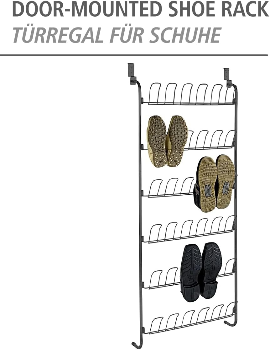 Wenko 18 Pairs Black Shoe Rack, 59 x 151 x 14 cm