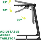 Adjustable TV Tray Table for Breakfast & Dinner - Black Folding Couch Desk with Cup Holder, Portable Eating Tray for Sofa, Bed, Living Room - 6 Height & 3 Angle Adjustments