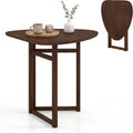 Giantex 31.5" Folding Dining Table for 2-3, Drop Leaf Kitchen Table with Triangular Top & Solid Rubber Wood Frame, Space-Saving Dinner Table for Dinette, Small Space, Restaurant, Walnut
