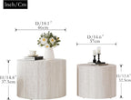 2-Piece Round Nesting Coffee Table Set with Travertine Texture, Modern Stackable Side Table for Small Spaces, Waterproof Anti-Scratch Accent Table for Living Room Bedroom Balcony