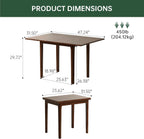31"-47" Extendable Dining Table Set for 4, Solid Wood Folding Kitchen Table with Oak Wood Legs, Space-Saving Dinner Tables for Living Room, Kitchen, Dining Room, (Walnut) (Walnut, 1table+4chairs)