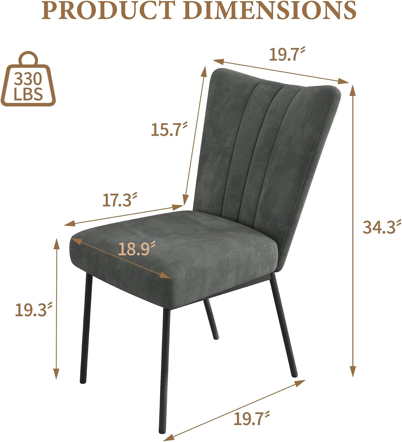 ZckyCine Dining Chairs Set of 4, Upholstered Velvet Kitchen Chairs with Thick Padded Seat and Sturdy Metal Legs, Modern Farmhouse Accent Chairs for Dining Room, Living Room（Just 4 Chairs）