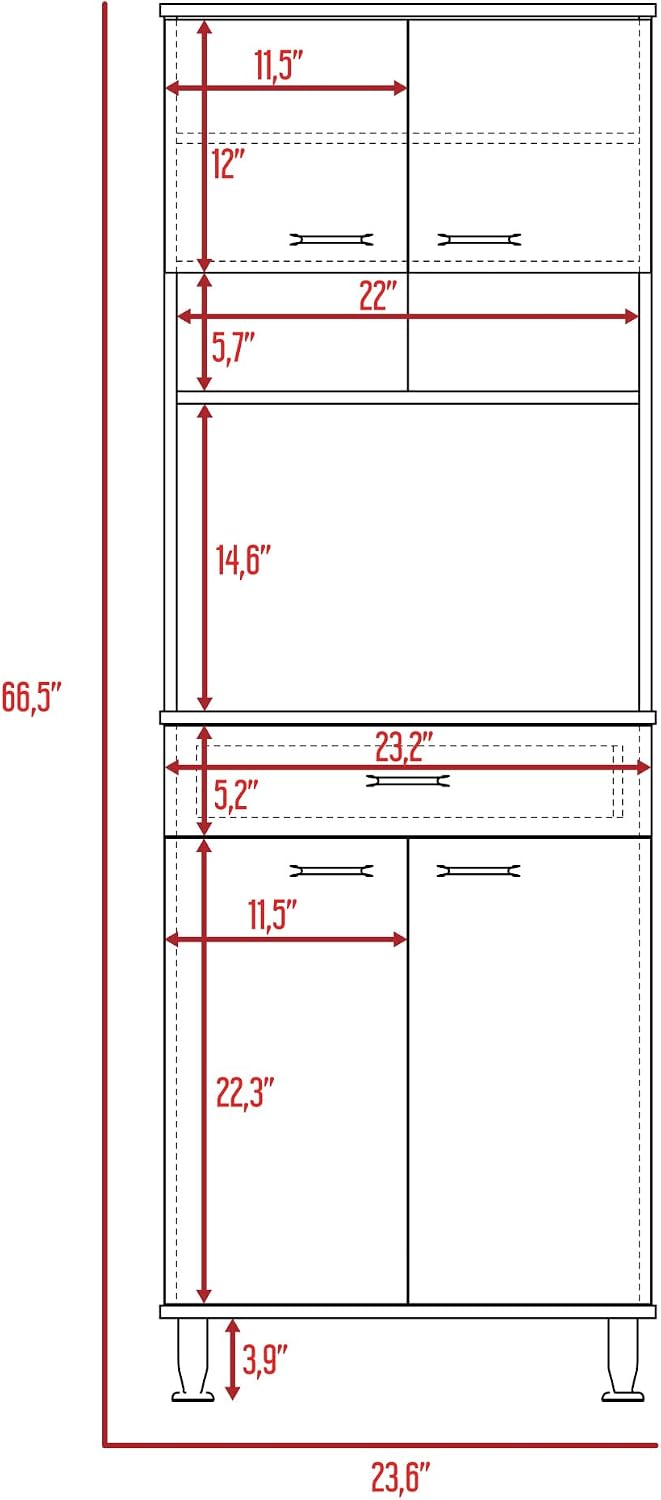 60 Kitchen Pantry with Countertop and Storage - White | Includes bottom cabinet for pots and pans with spacious top surface