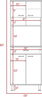 60 Kitchen Pantry with Countertop and Storage - White | Includes bottom cabinet for pots and pans with spacious top surface