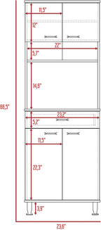 Della 60 Kitchen Pantry with Countertop, Closed & Open Storage -White