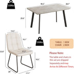 ZckyCine 47.2" Modern Grey Dining Table Set for Small Spaces, 5-Piece Set with Rectangular Table & 4 Padded Leather Chairs, Compact, Sturdy & Easy to Assemble (Table + 4 White Dining Chairs, 46.5")