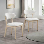 2Pcs Upholstered Wood Dining Chair, White Wash Color