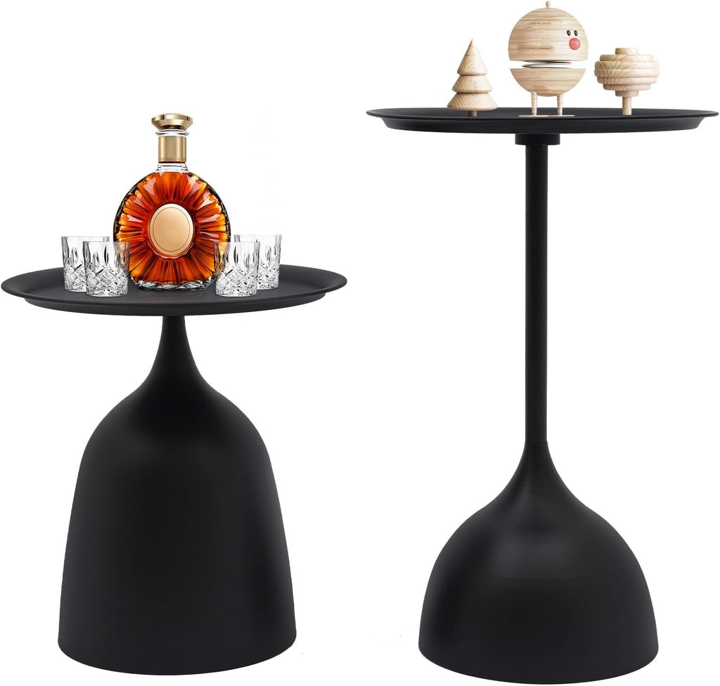 Bacocoo Round Side Table Set of 2, Metal End Tables Matte Black - 16.9" & 23.6" Height Modern Nesting Tables for Living Room, Bedroom, Office Sturdy.(Iron, Easy Assembly)