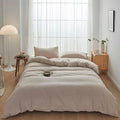FACE TWO FACE Bedding Duvet Cover Set100% Washed Cotton Duvet Cover Linen Like Textured Breathable Durable Soft Comfy (Full, Tannish Linen Grey)