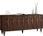 LKTART 62.99" Sideboard Buffet Cabinet with Storage, Solid Wood Kitchen Storage Cabinet Credenza Accent Console Table with Solid Wood Roman Legs Dovetail Door Trim Panel Ash Veneer,Walnut