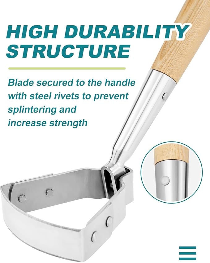Hula Hoe Stirrup Hoe Mini for Weeding Action/Scuffle Loop Hoe Garden Tool 16Inch Hardwood Handle Push Pull Oscillating Hoe Gardening Weeder Cultivator Handheld for Cutting Weed Roots Loosening Soil