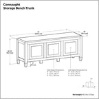 SIMPLIHOME Connaught Entryway Storage Bench - 51 inch Wide Solid Wood Storage Trunk Seat in Dark Kona Brown, Traditional Bench for Entryway or Living Room with Lift-Up Lid and Decorative Moulding