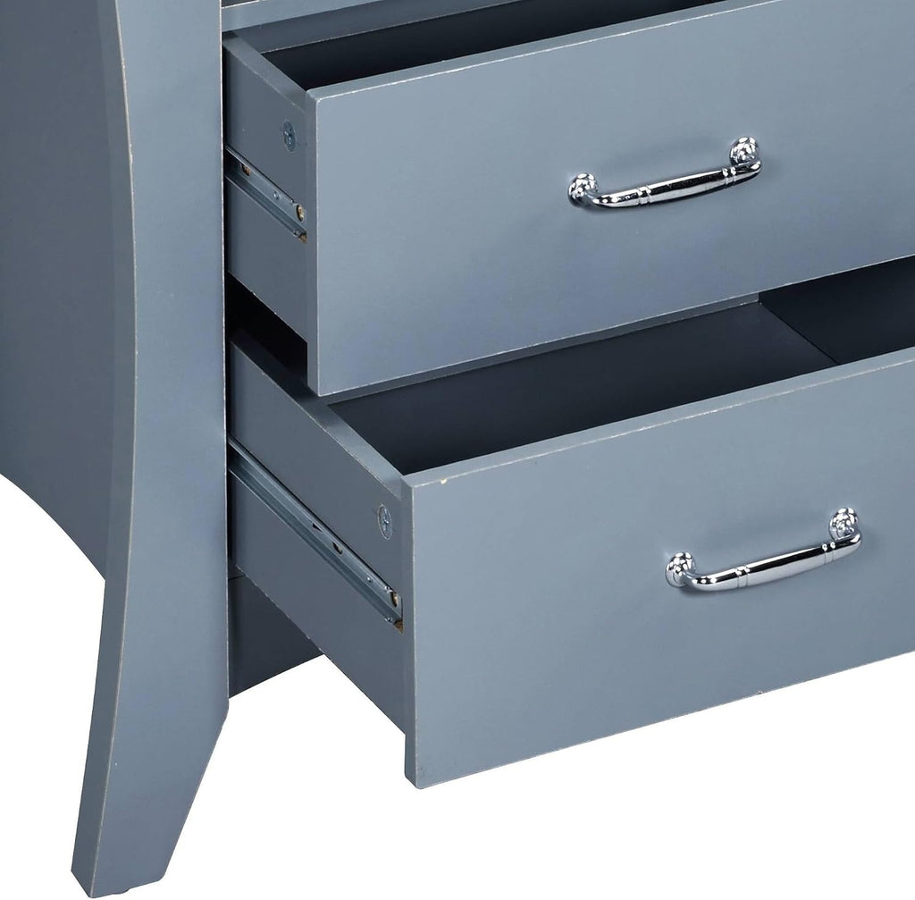 Grey Nightstand with 2 Drawers and Open Shelving,for Small Spaces