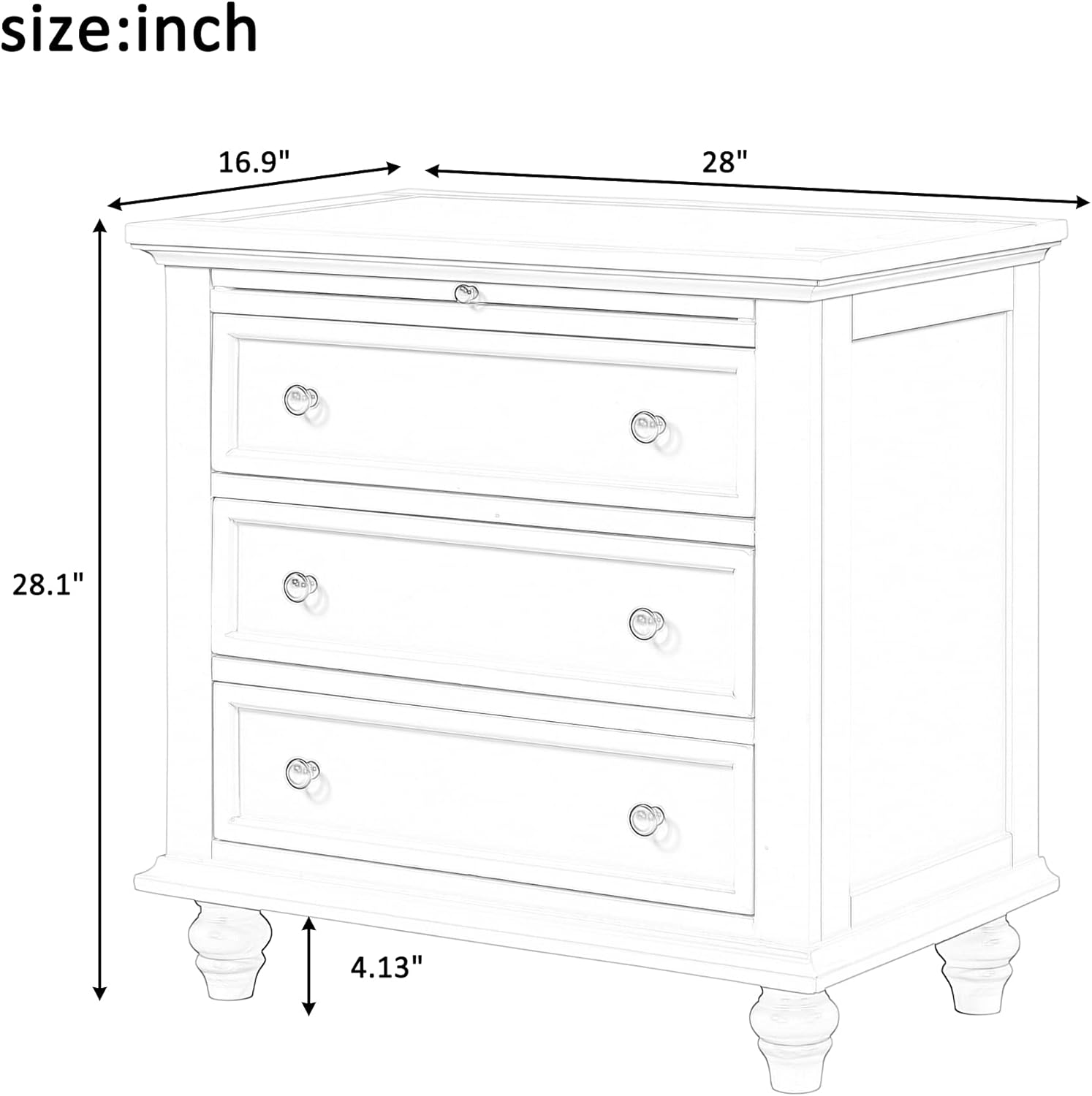 3-Drawer Storage Wood Cabinet, End Table Set of Two with Pull Out Tray,Nightstand with 4 Round Wood Legs,for Bedroom LivingRoom Office Study (Brown@3)