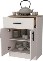 Kitchen Pantry with 2 Doors and 1 Drawer, Melamine and Particleboard | Measures 23.6 inches width, 33.5 inches hight, and 15.9 inches depth