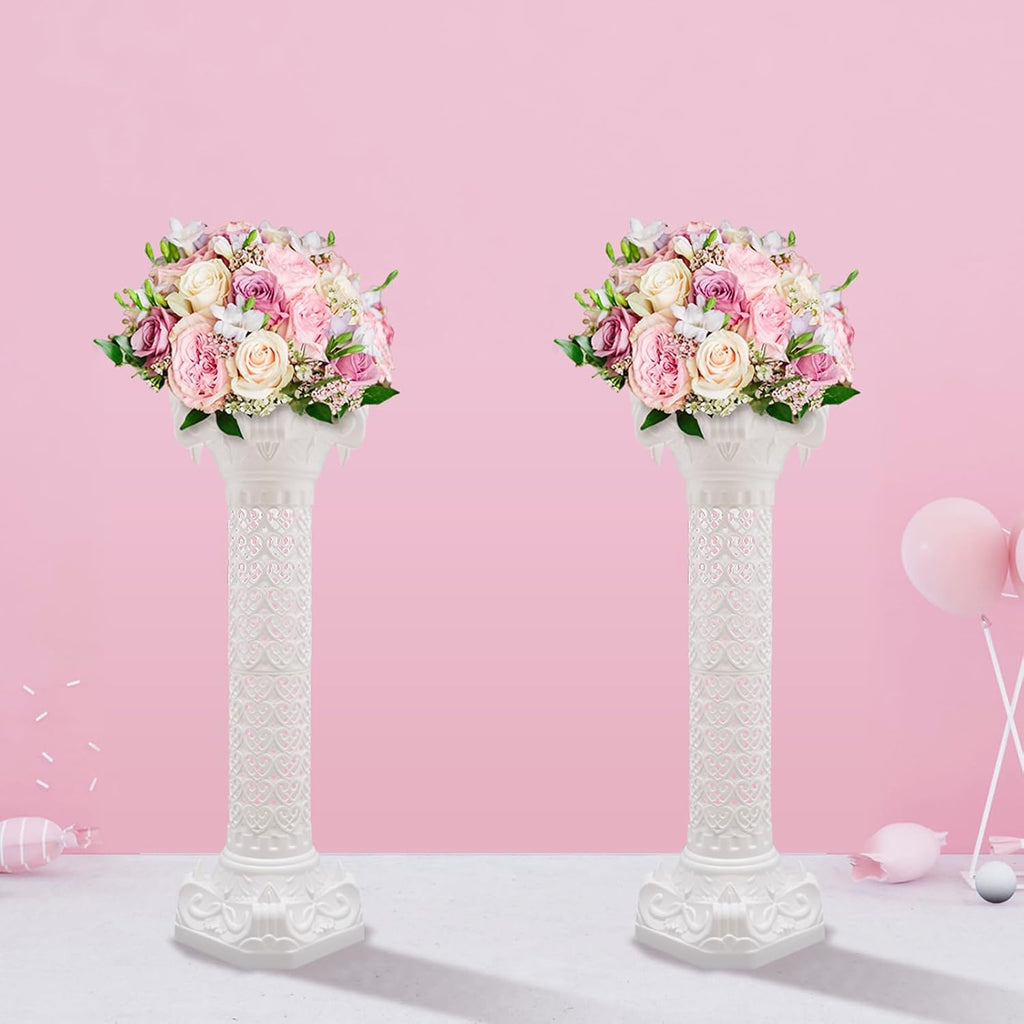 Roman Columns Wedding Column Stand Roman Pillar Plant Stand Plastic Greek Column Statue Pedestal Flower Pot Holder Decor, Elegant Decorative Column for Wedding Event Party