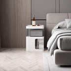 Modern Side Table for Couch, End Tables for Small Spaces, Metal nightstand, Accent Desks with Storage for Living Room, Office, Bedroom, and Cloakroom