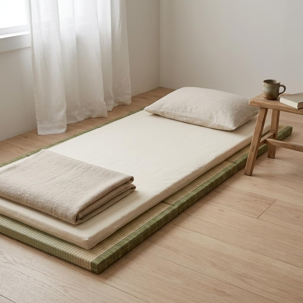 MustMat Tatami Mat Foldable Japanese Floor Mattress 35.4"x78.7"x1.2" | Traditional Japanese Futon, Floor Mattress, Rush Grass