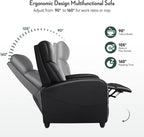 Massage Recliner Chair, Recliner Sofa Fabric for Adults, Recliners Home Theater Seating with Lumbar Support, Reclining Sofa Chair for Living Room, Ink