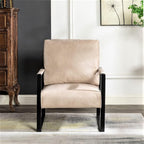 Direct Classic Mid Century Modern Accent Chair with Durable Square Metal Frame, Armchair for Living Room, Bedroom, Home Office in Spotted Microfiber Upholstery, Light Camel
