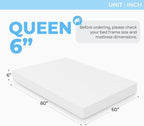 Neo Sleep 6 Inch Queen Cooling Gel Memory Foam Mattress Medium Firm CertiPUR-US Certified Foam, Mattress in a Box Enhanced Pressure Relief Removable Soft Cover No Fiberglass (Queen, 6 in)
