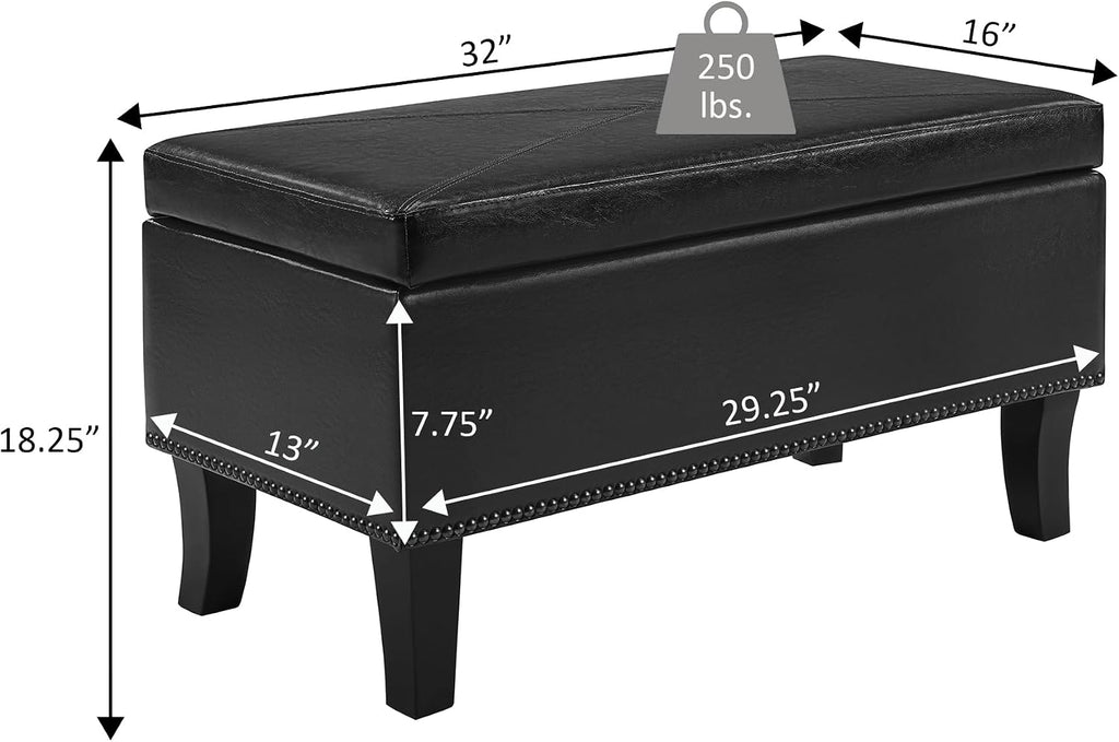 Convenience Concepts Designs4Comfort Winslow Storage Ottoman Bench 32" - Transitional Upholstered Footstool & Seat, for Living Room, Entryway, Hallway, & Bedroom, Butterfly Fabric