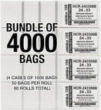 Aluf Plastics High Density Trash Bags, 16 Gallon, 4000 Count, 8 Micron (eq), 24" x 33", Black, for Bathroom, Office, Industrial, Commercial, Janitorial, Municipal, Recycling