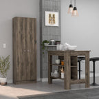 Brookvale 8-Shelf 2-Door 2-Piece Kitchen Set, Kitchen Island and Pantry Cabinet Dark Brown