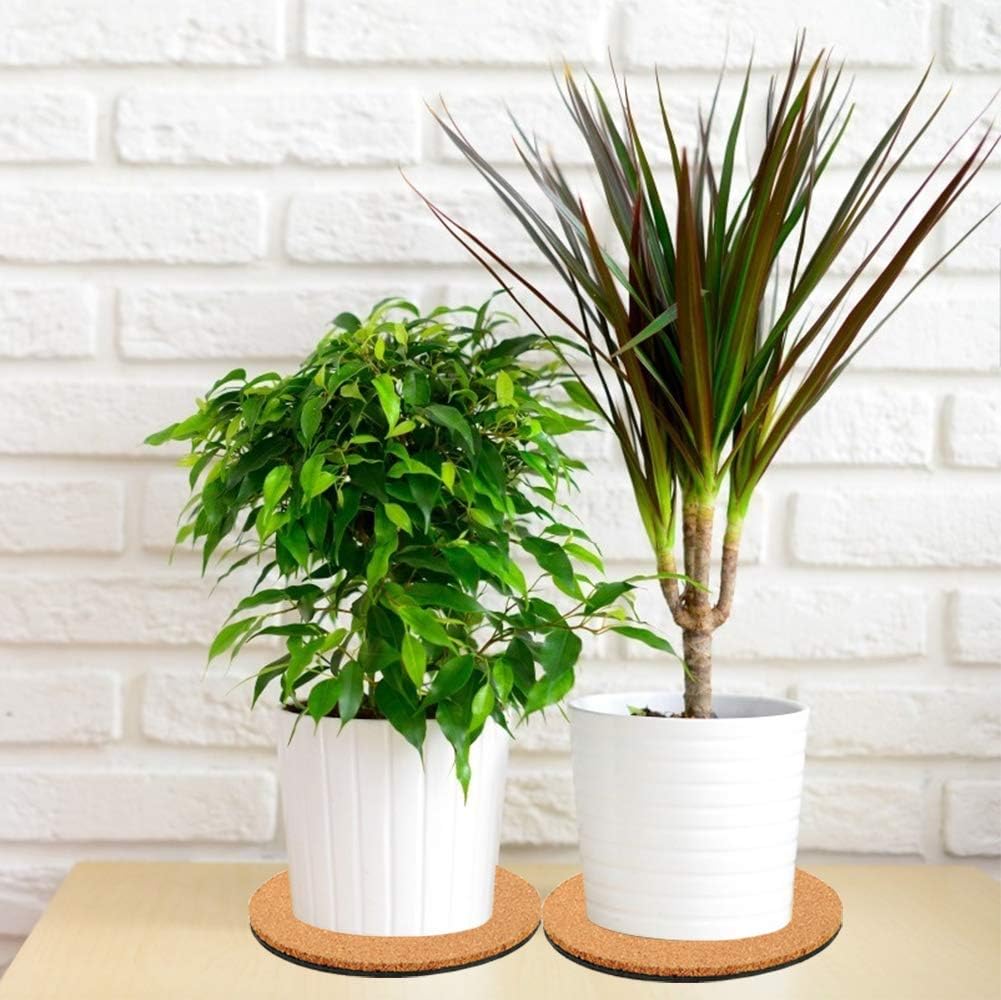 6 Pieces Cork Plant Coasters, 6 Inch Cork Plant Mats, Cork Coaster for Planters, Plant Coasters for House Plants Indoors (Nude & Black)