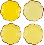48Pcs Yellow Scalloped Party Plates - 7inch Gold Foil Gradient Yellow Dessert Paper Plate Disposable Cake Plates for Birthday Bridal Baby Shower Wedding Party Decorative Supplies