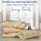 Casa Lino Set of 4 Luxury Linen Bath Towels Extra Large | 100% Soft Cotton 600 GSM Thick Absorbent Quick Dry Hotel Bathroom Towel for Home | 30"x60" | Linen