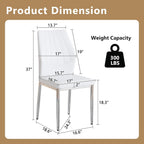 White Dining Chairs Set of 6, Modern PU Leather Kitchen Chairs with Soft Cushion and Silver Chrome Metal Legs, Waterproof and Easy to Clean, Armless Dining Chairs for Dining Room,Kitchen